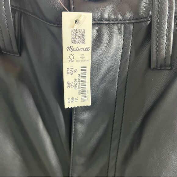Madewell The Perfect Vintage Straight Jean Faux‎ Leather Edition Black sz 23 NWT - Picture 8 of 13